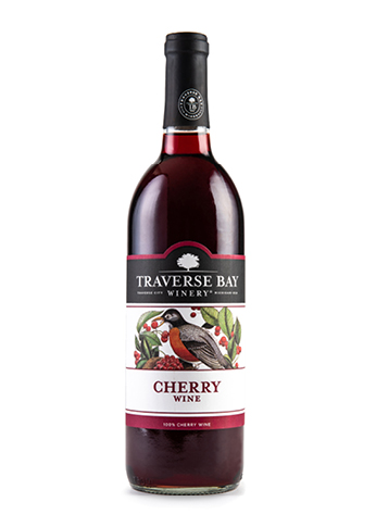 a bottle of Cherry Wine from Traverse Bay Winery
